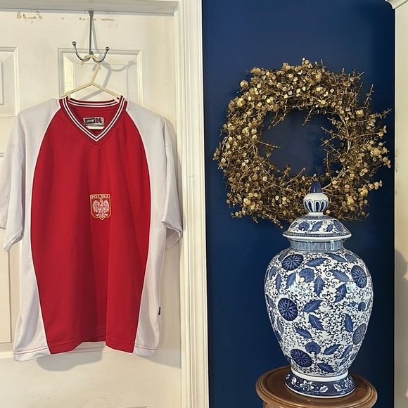 Men’s Vintage Zero Six Red & White Polska 100% Polyester Jersey Size Large - Picture 1 of 8